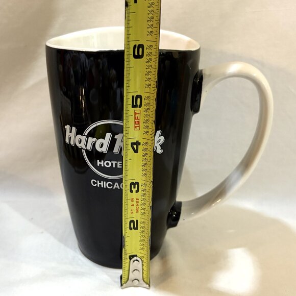 Hard Rock Hotel Chicago Ceramic Coffee Mug 16 oz Black White - Picture 7 of 8